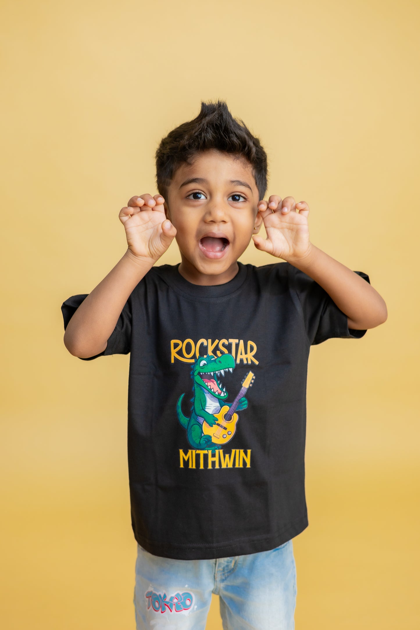 Rockstar Dino Custom Kids Tee