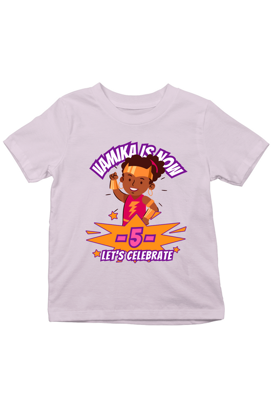 Girls Super Kid Unisex Tee With Custom Name & Age