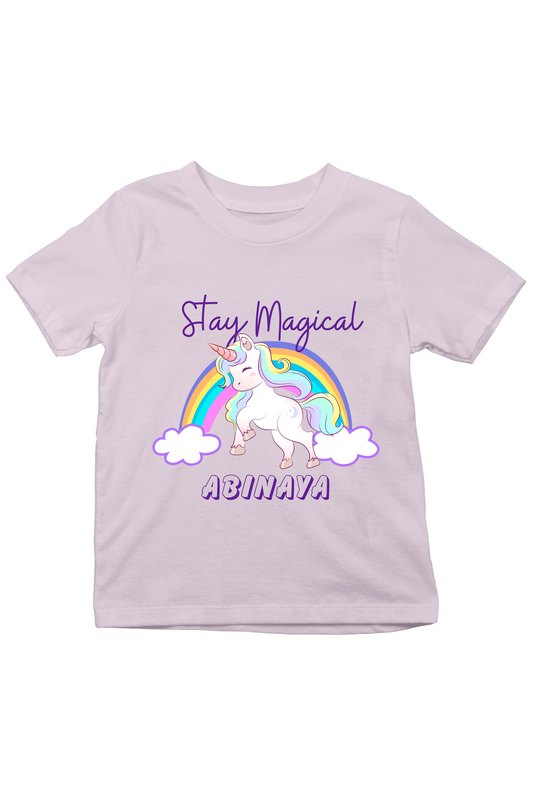 Stay Magical Unicorn With Custom Kid Name - Kids Tee