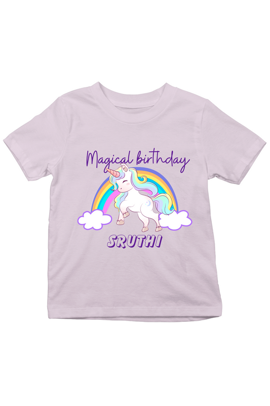 Magical Birthday Unicorn With Custom Kid Name - Kids Tee