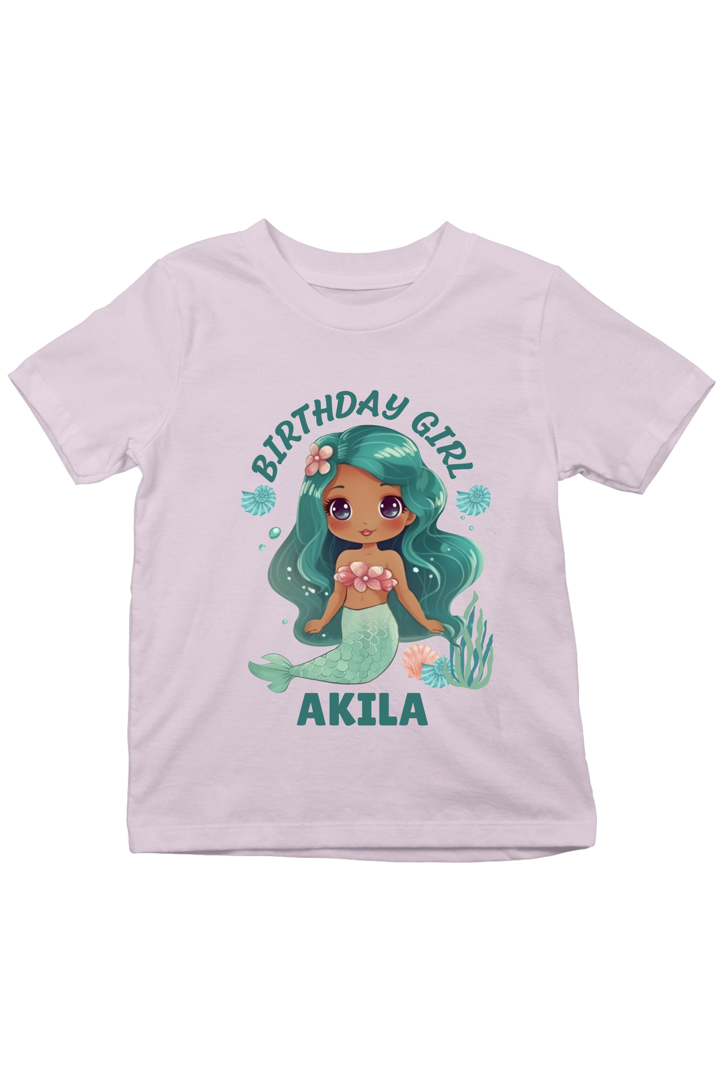 Mermaid Birthday Girl With Custom Kid Name - Kids Tee