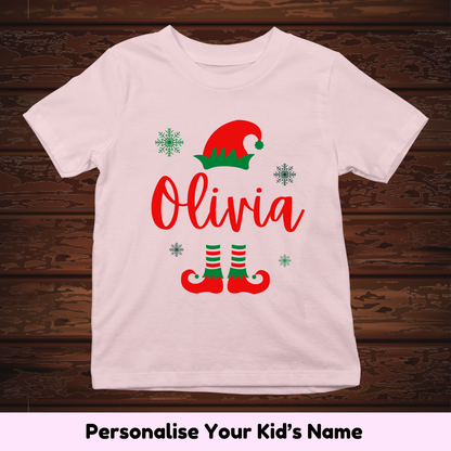 Little ELF With Custom Kids Name Tee