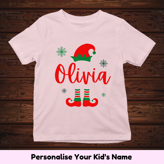 Little ELF With Custom Kids Name Tee