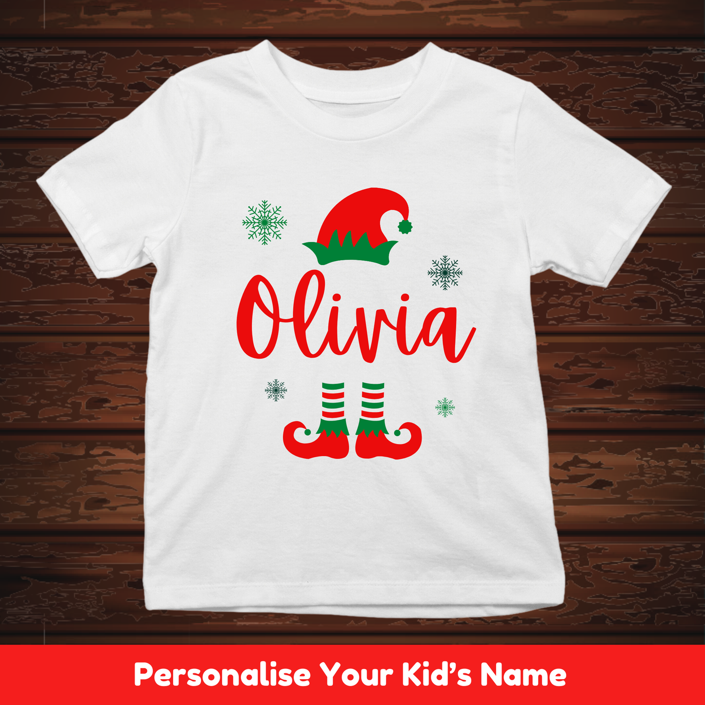 Little ELF With Custom Kids Name Tee