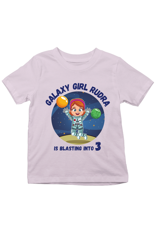 Galaxy Girl With Custom Kid Name & Age - Kids Tee