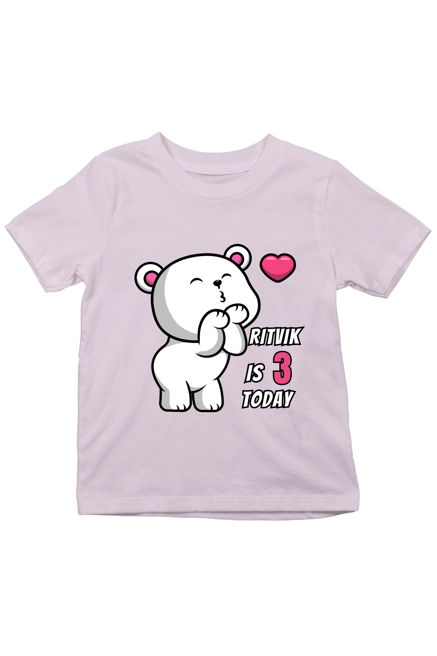 Teddy Kisses With Custom Kid Name & Age - Kids Tee