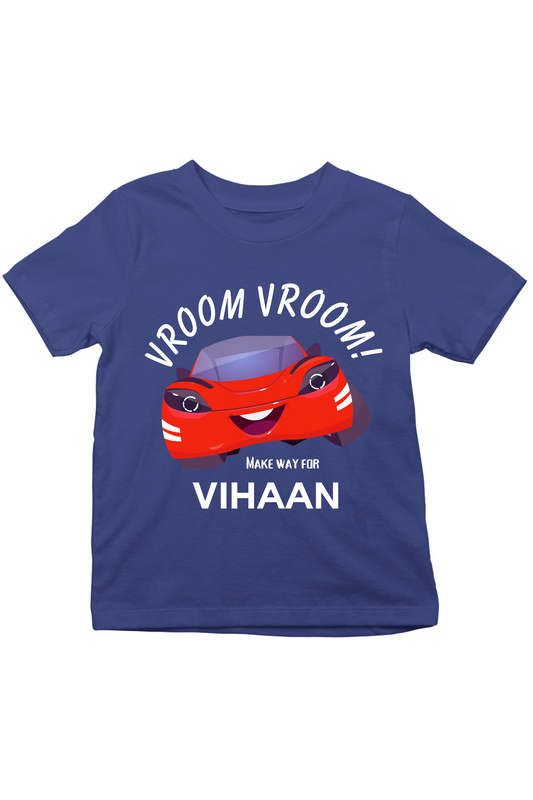 Vroom Vroom With Custom Kid Name - Kids Tee