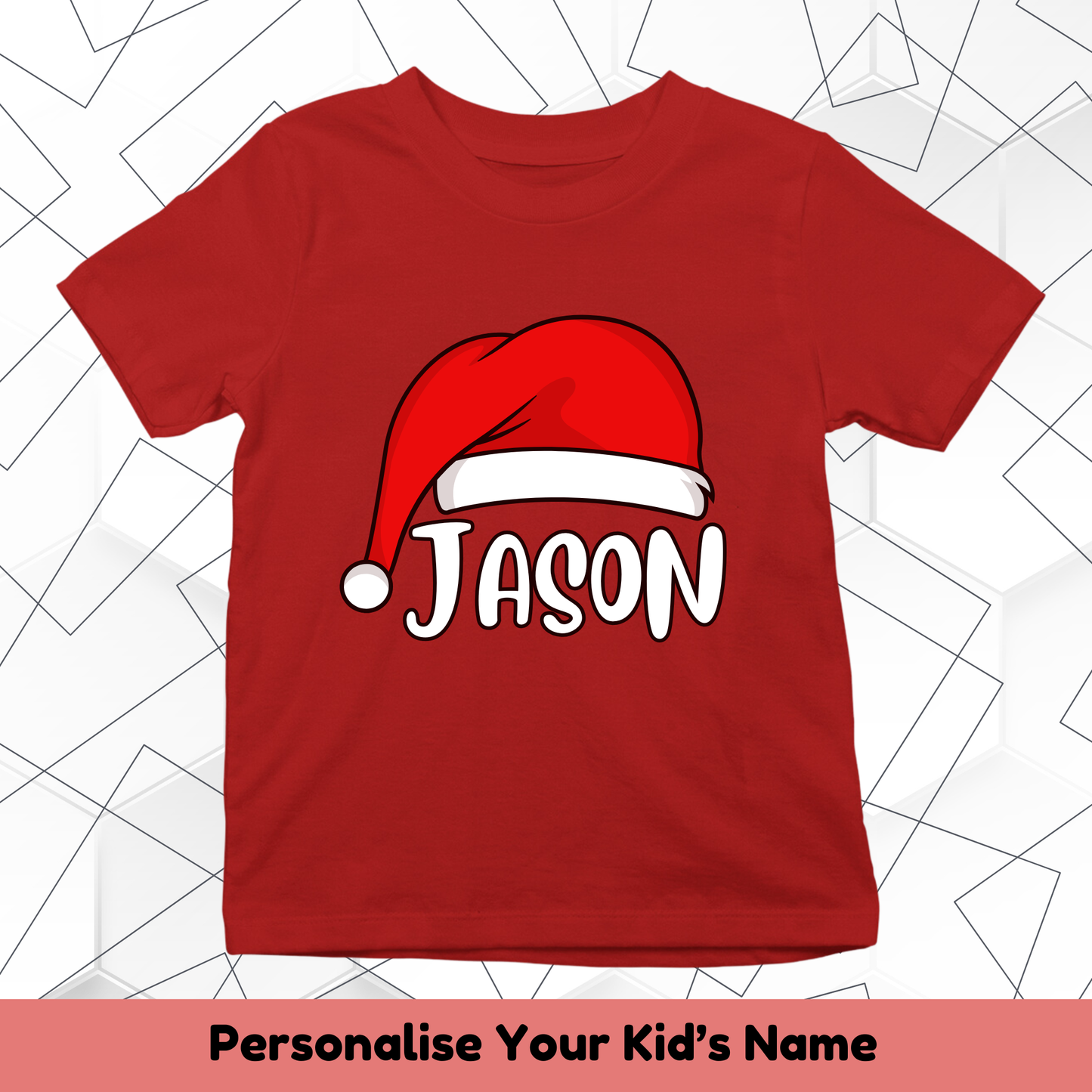 Santa Hat With Custom Kids Name Tee