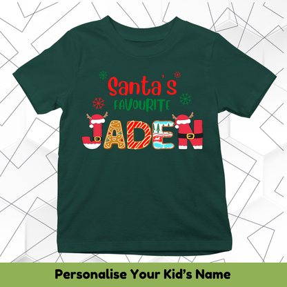 Santa's Favourite With Custom Kids Name Tee