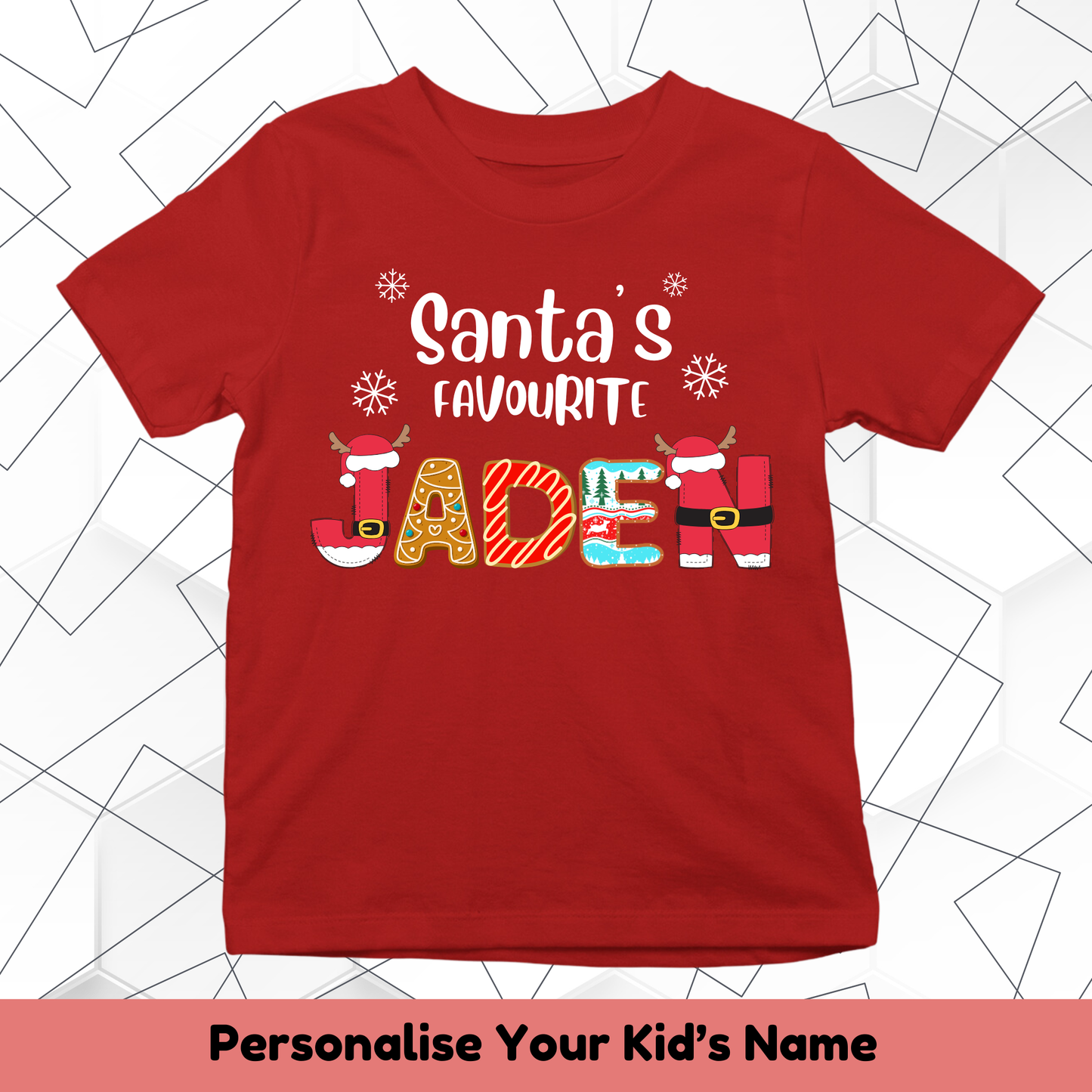 Santa's Favourite With Custom Kids Name Tee