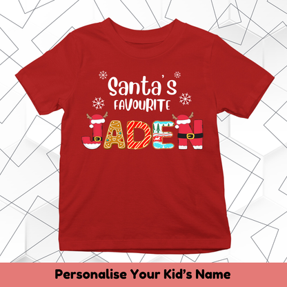 Santa's Favourite With Custom Kids Name Tee