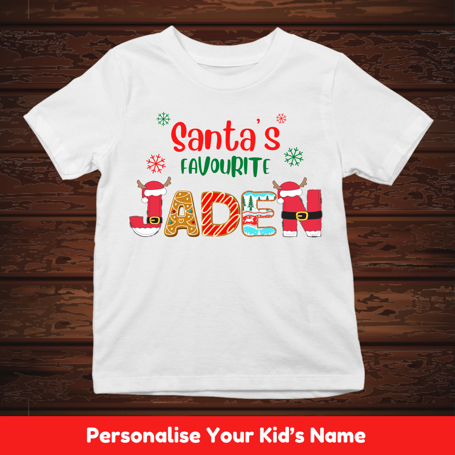 Santa's Favourite With Custom Kids Name Tee