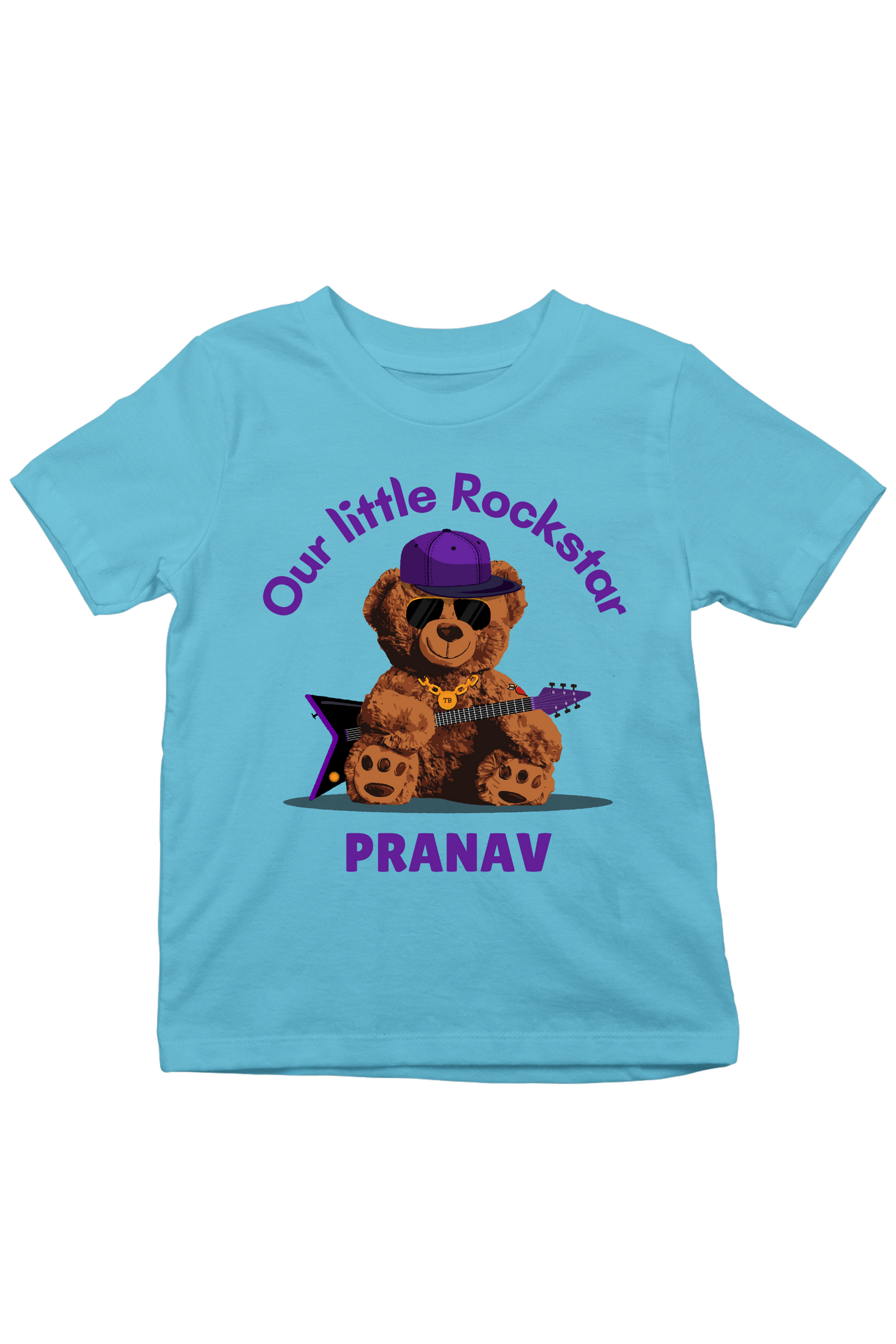 Little Rockstar With Custom Kid Name - Kids Tee