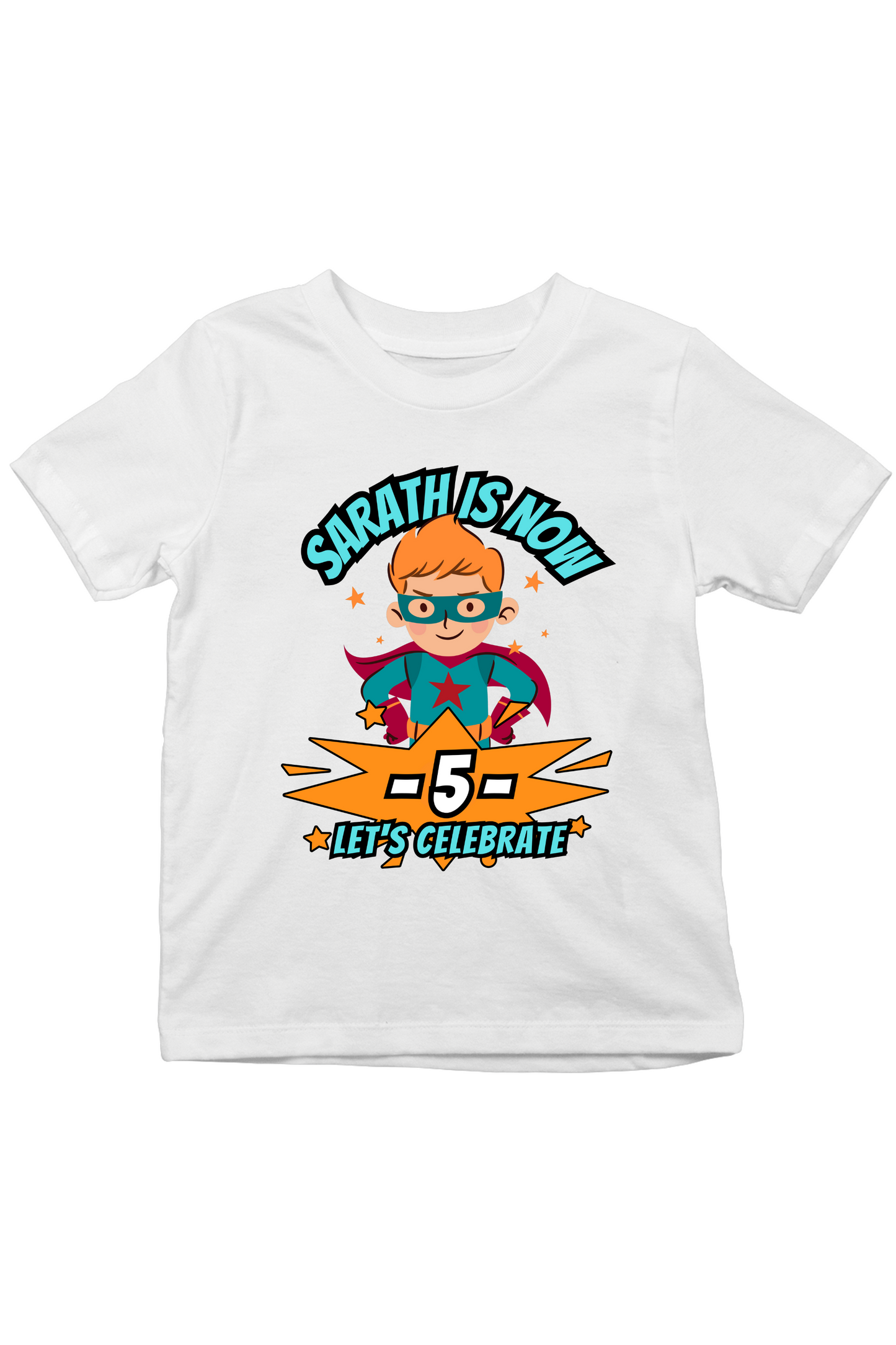 Boys Super Kid Unisex Tee With Custom Name & Age