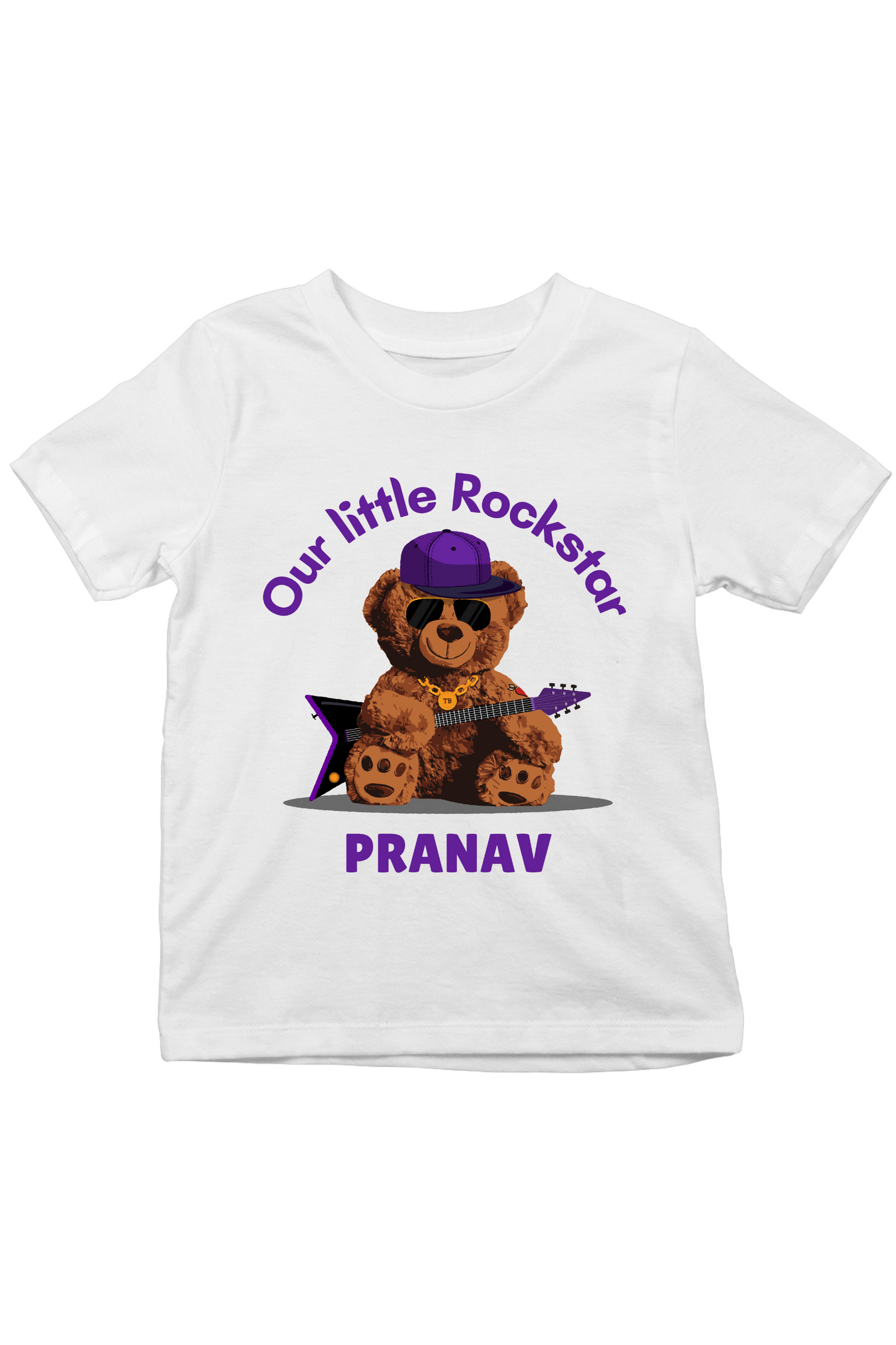 Little Rockstar With Custom Kid Name - Kids Tee