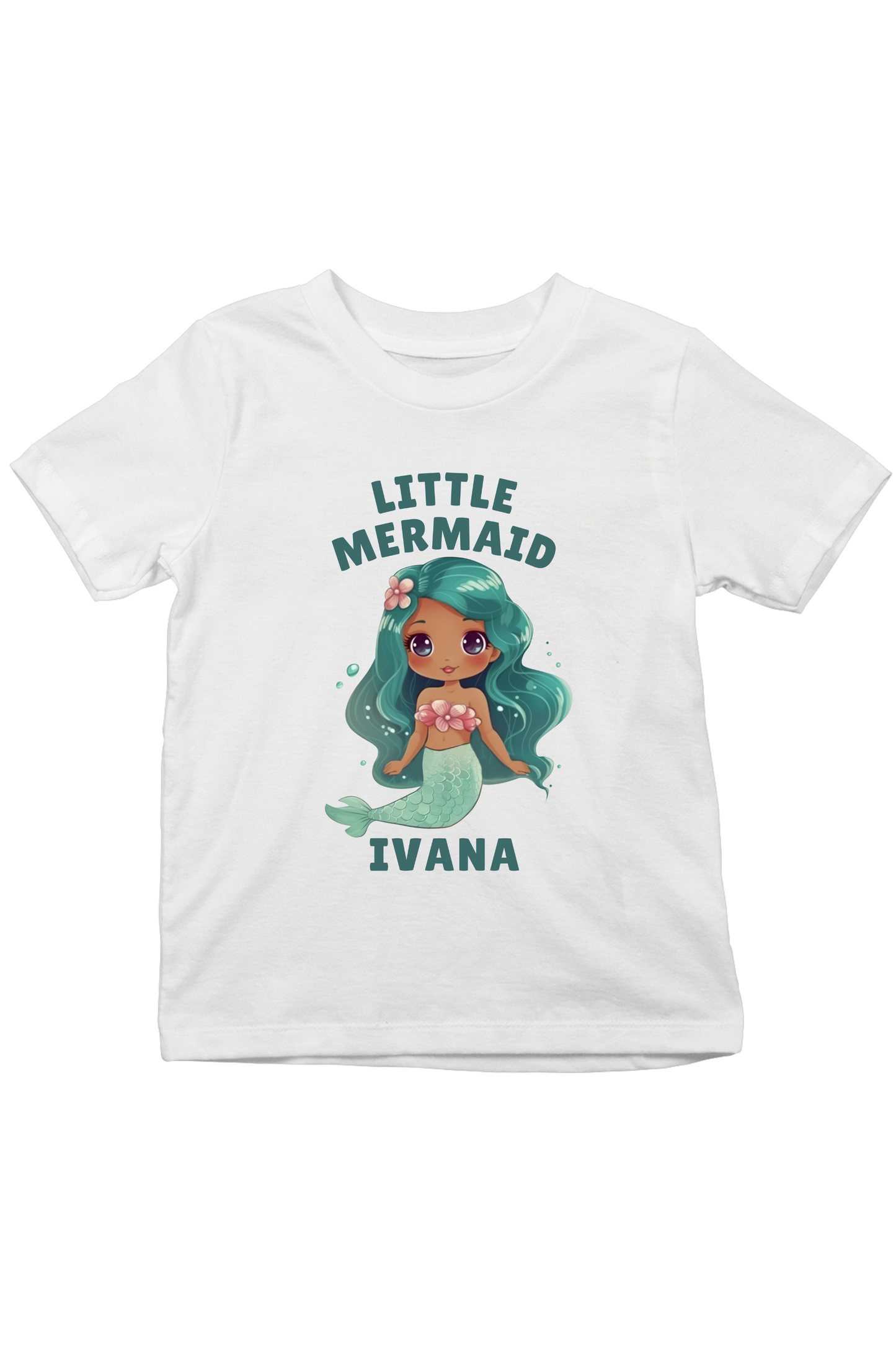 Little Mermaid With Custom Kid Name - Kids Tee