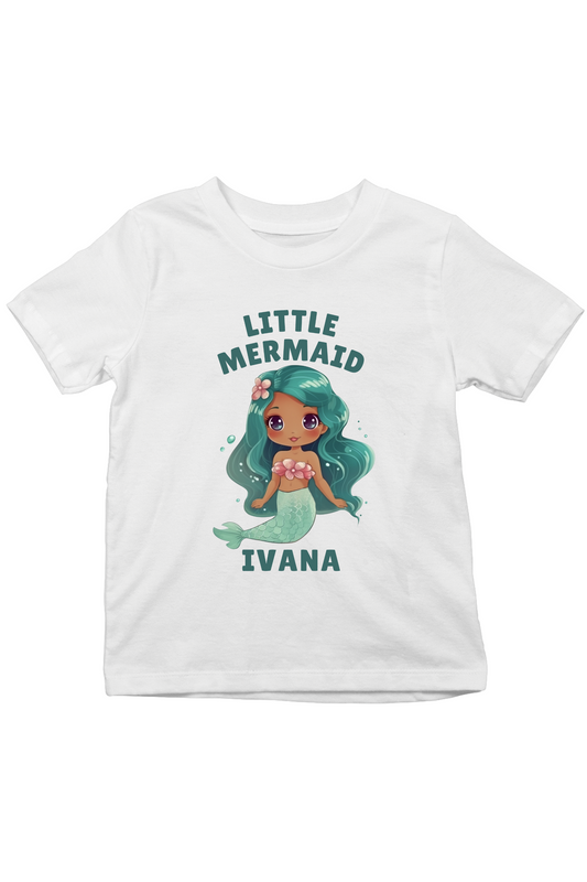 Little Mermaid With Custom Kid Name - Kids Tee