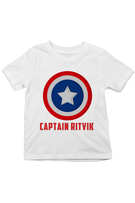 Captain With Custom Kid Name - Kids Tee