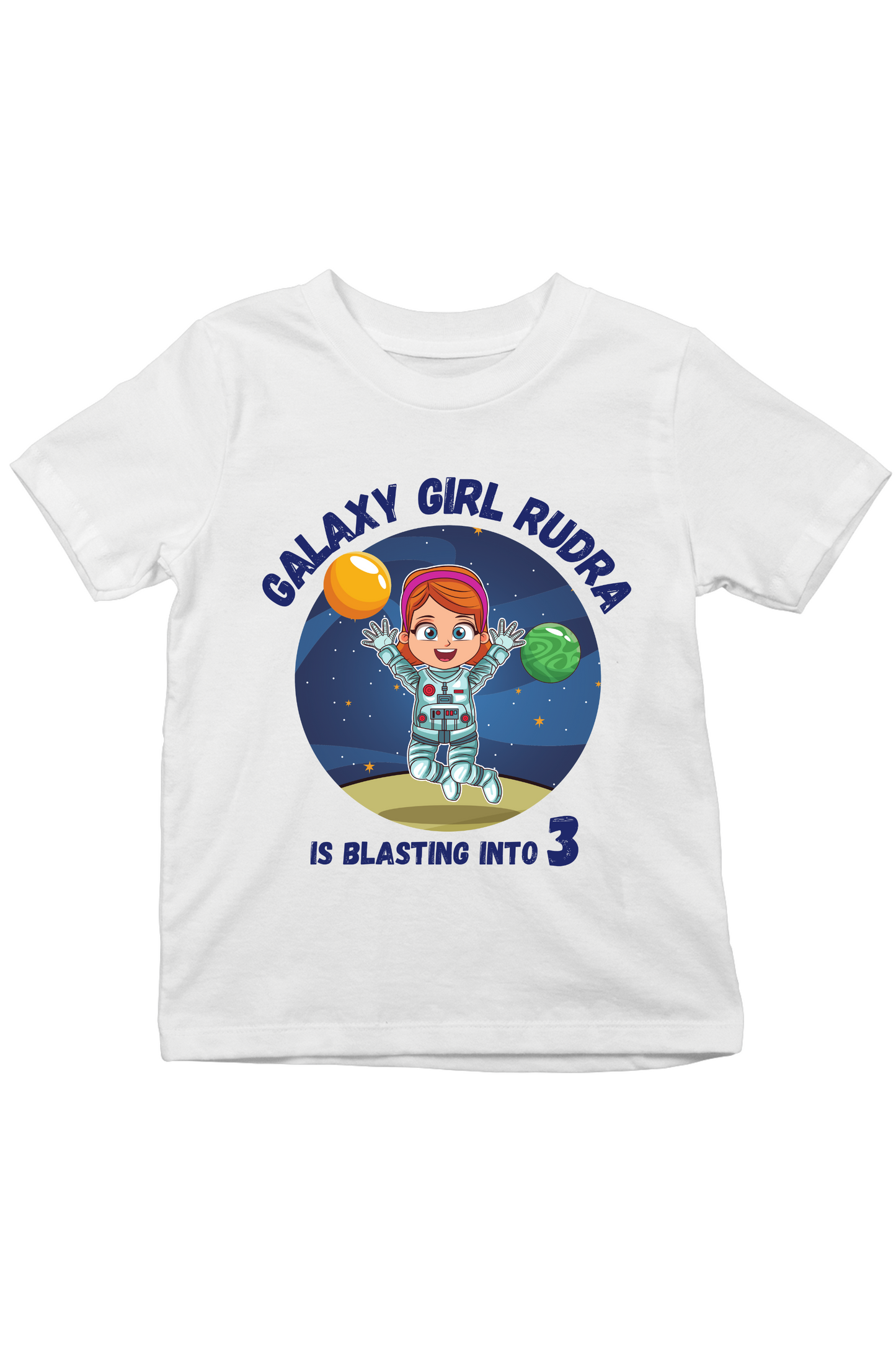 Galaxy Girl With Custom Kid Name & Age - Kids Tee