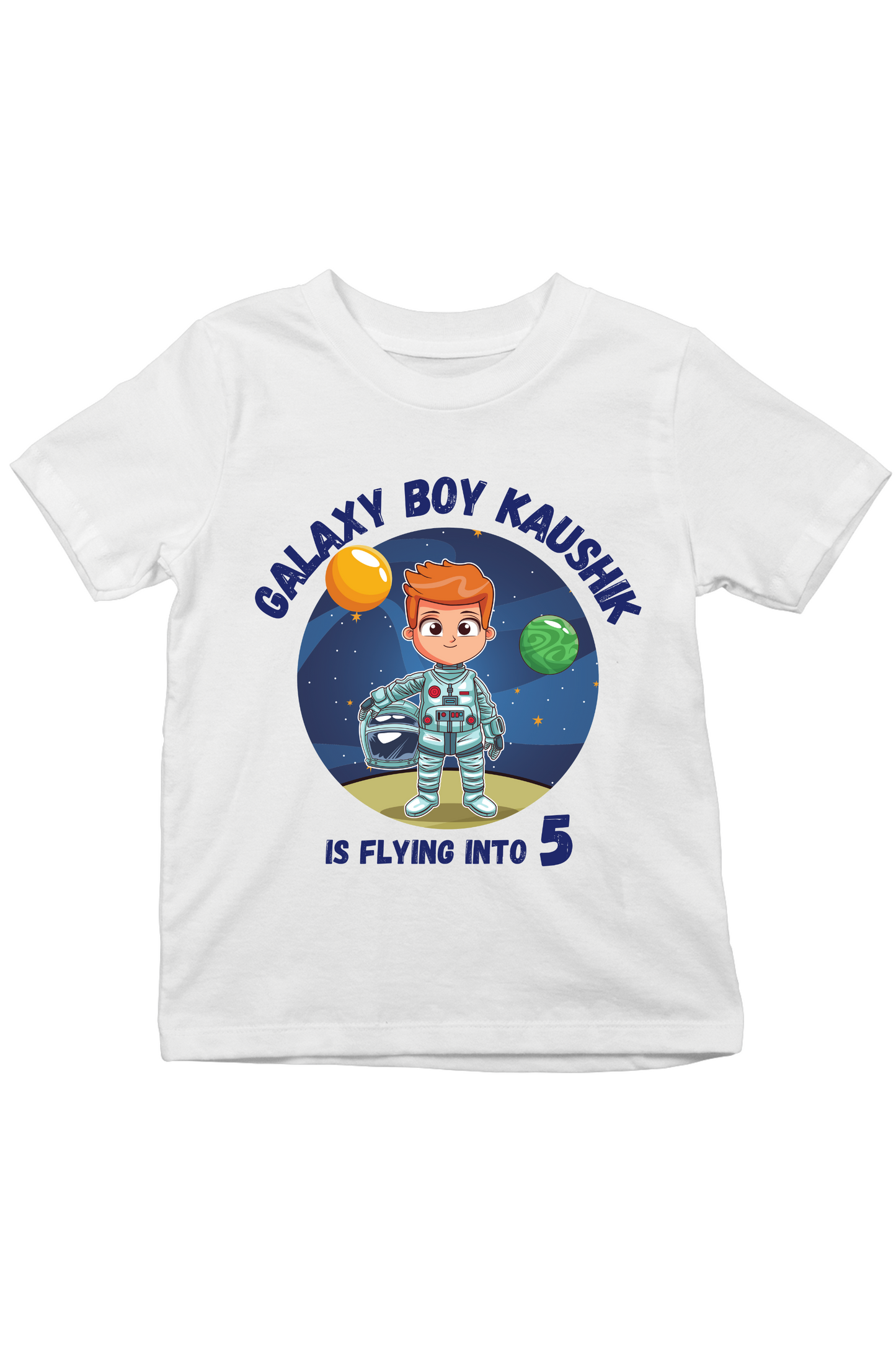 Galaxy Boy With Custom Kid Name & Age - Kids Tee