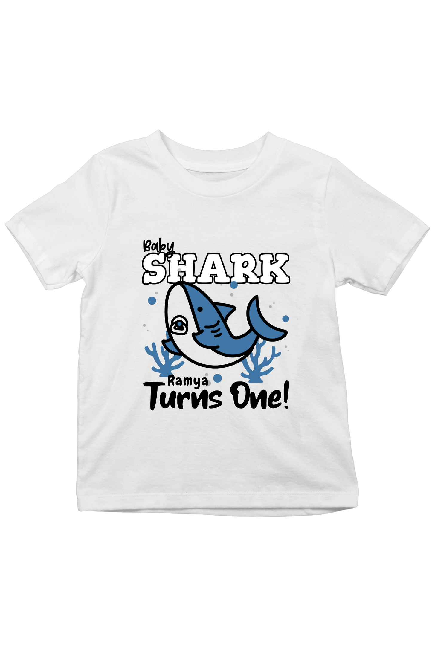 Baby Shark Turns One With Custom Kid Name - Kids Tee